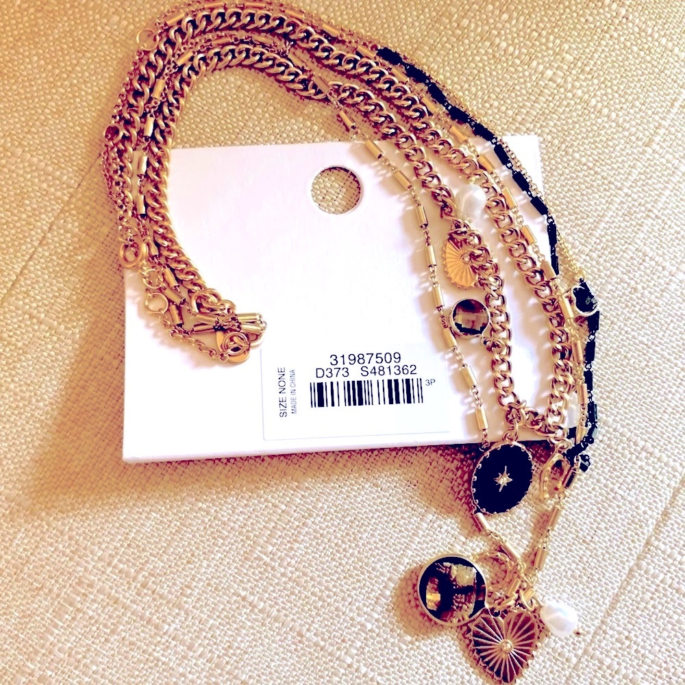 LOFT Set of Two Necklaces; Three Strands With Multiple Charms- New!